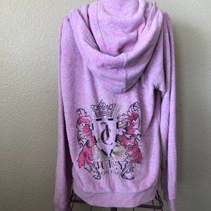 Juicy Couture Purple & Pink Glitter Jewel Terry Cloth Full Zip Track Hoodie S